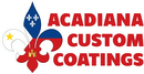 Acadiana Custom Coatings logo with red and blue fleur-de-lis and yellow star on white background