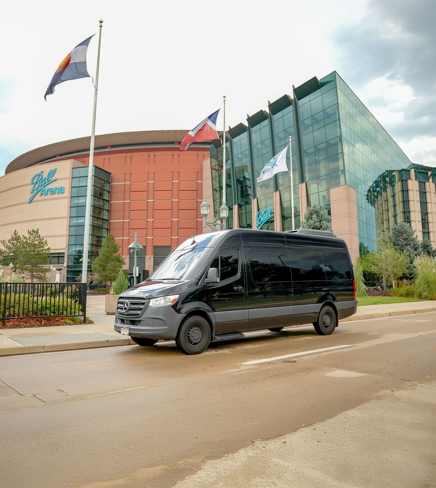 LimoLift Mercedes-Benz Sprinter at Ball Arena in Denver.
