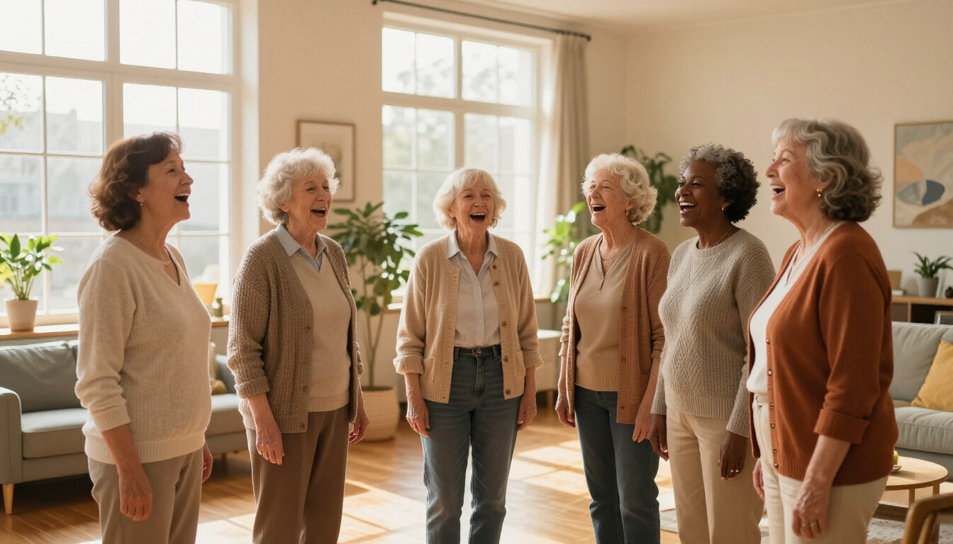 Sesión de musicoterapia en adultos mayores.