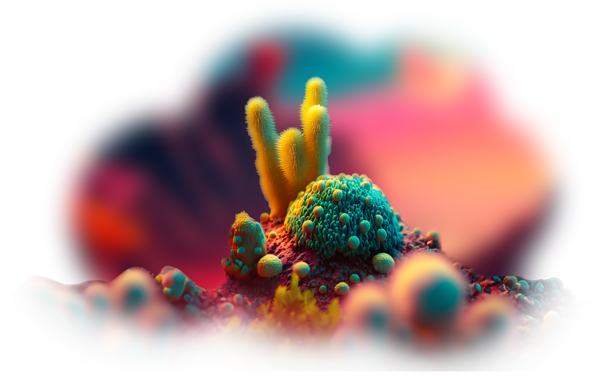 Un pequeño cactus colorido crece en el suelo.