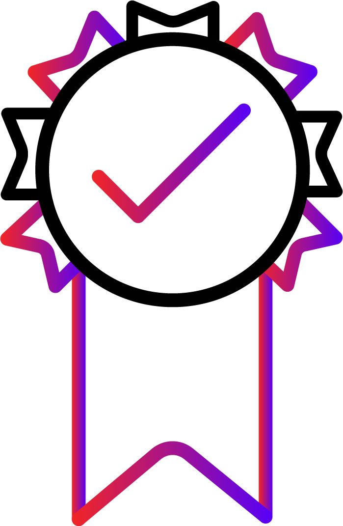 Una cinta con una marca de verificación en el medio.