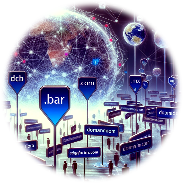 Un montón de carteles azules con uno que dice .bar