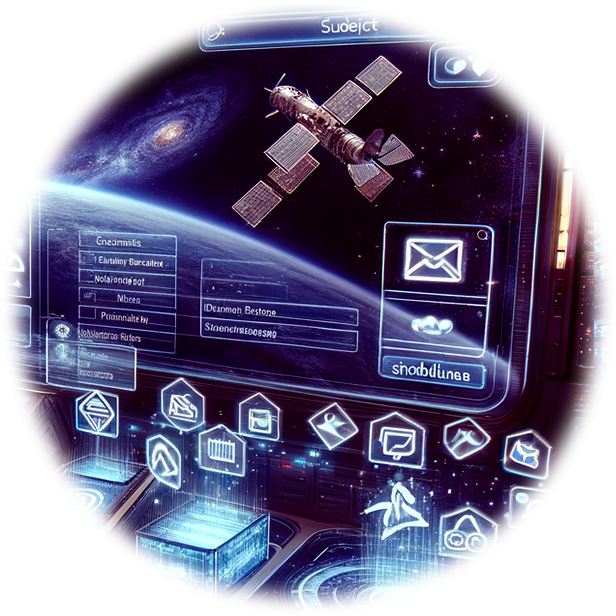 Una pantalla de computadora muestra un satélite volando sobre la Tierra.