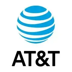 El logotipo de at&t es un globo terráqueo con rayas azules y blancas.