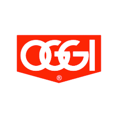 Un logotipo de oggi rojo y blanco sobre un fondo blanco