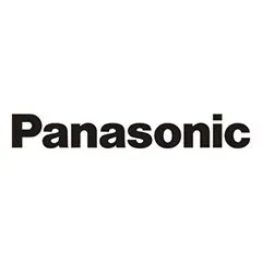 Un logotipo en blanco y negro de Panasonic sobre un fondo blanco.