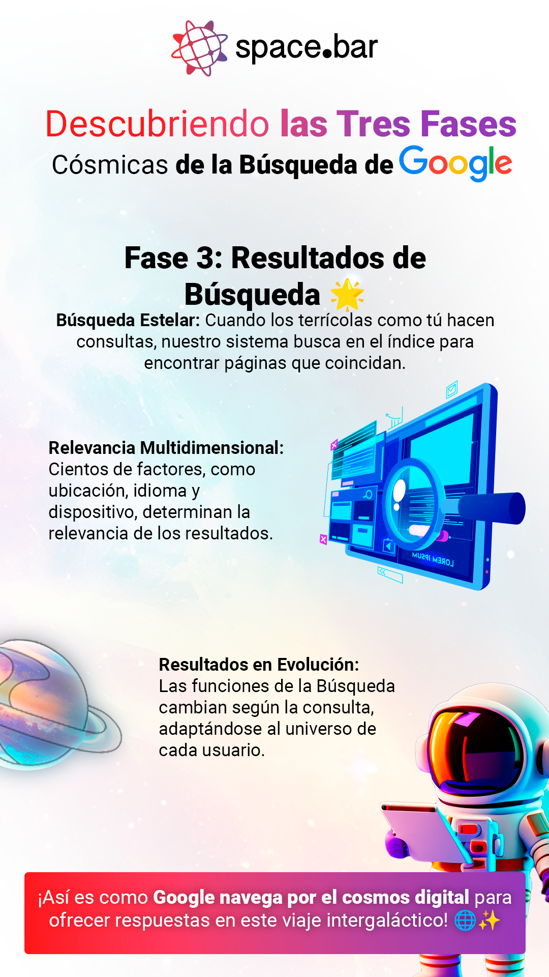 Un cartel con la imagen de un astronauta y una computadora.