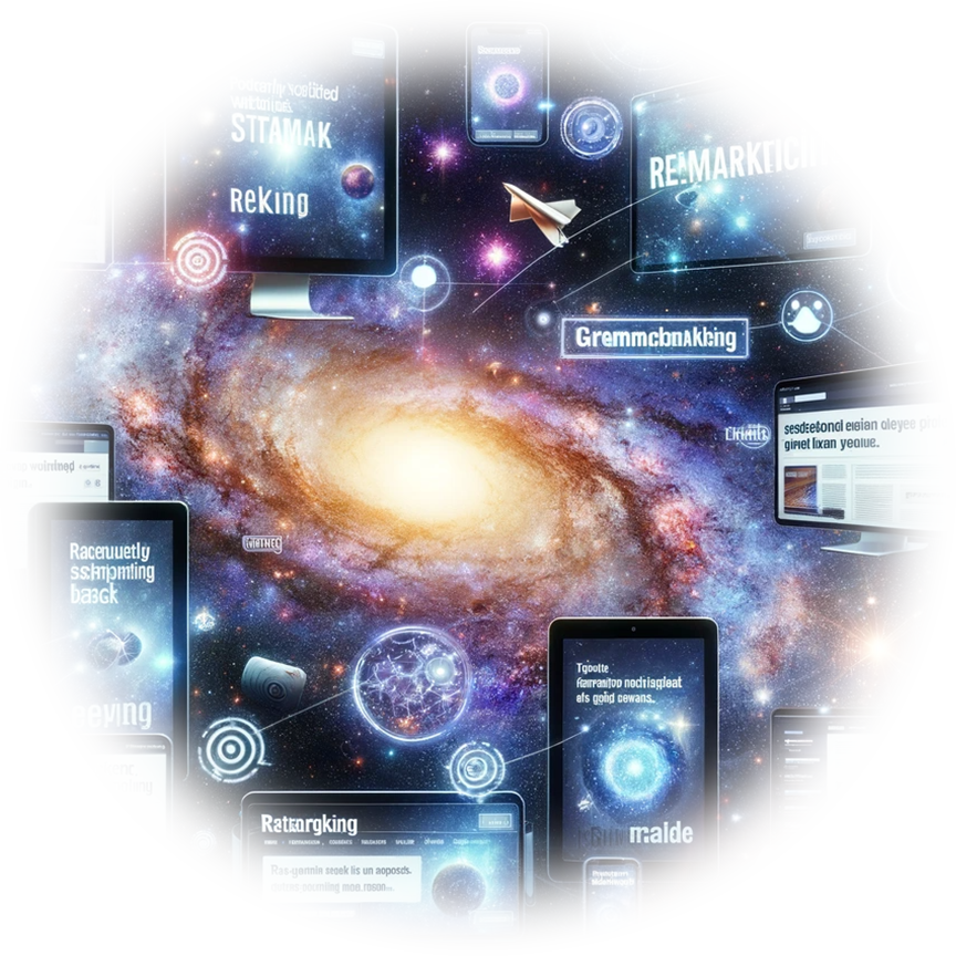 Una imagen de una galaxia con muchos íconos