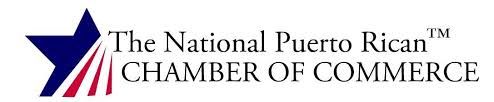 Logo for The National Puerto Rican Chamber of Commerce: blue star, red/white stripes, and text.