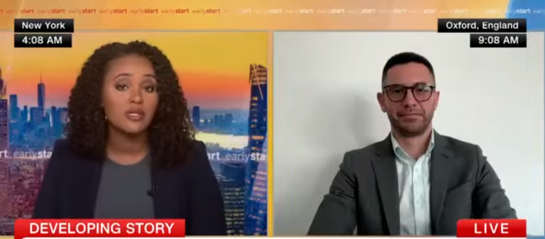 A screengrab of Rhett Buttle and Rahel Solomon on CNN