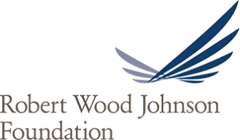 Robert Wood Johnson Foundation logo with blue and gray stylized wings.