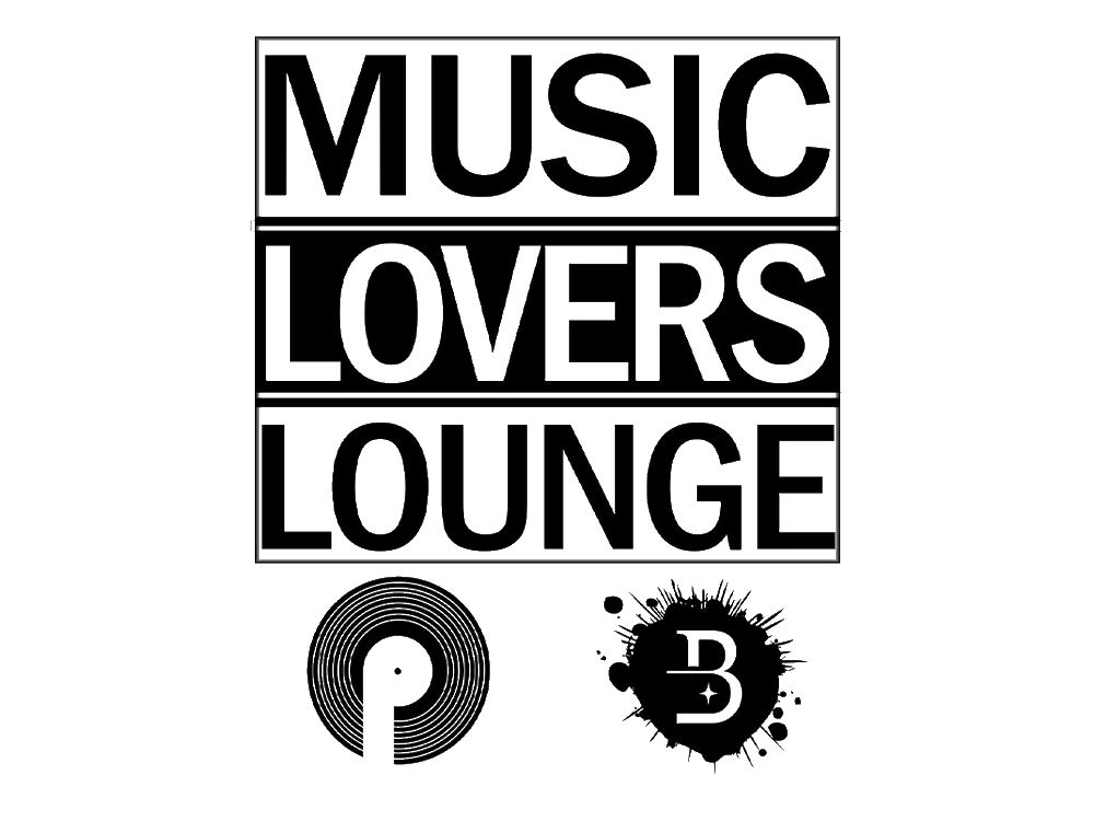 A black and white logo for music lovers lounge.