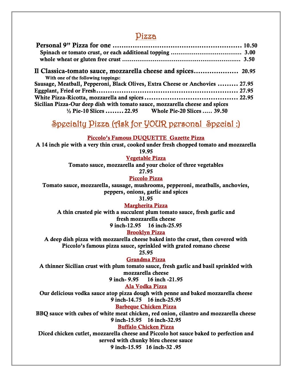 Dinner Piccolo Ristorante Bellmore, NY