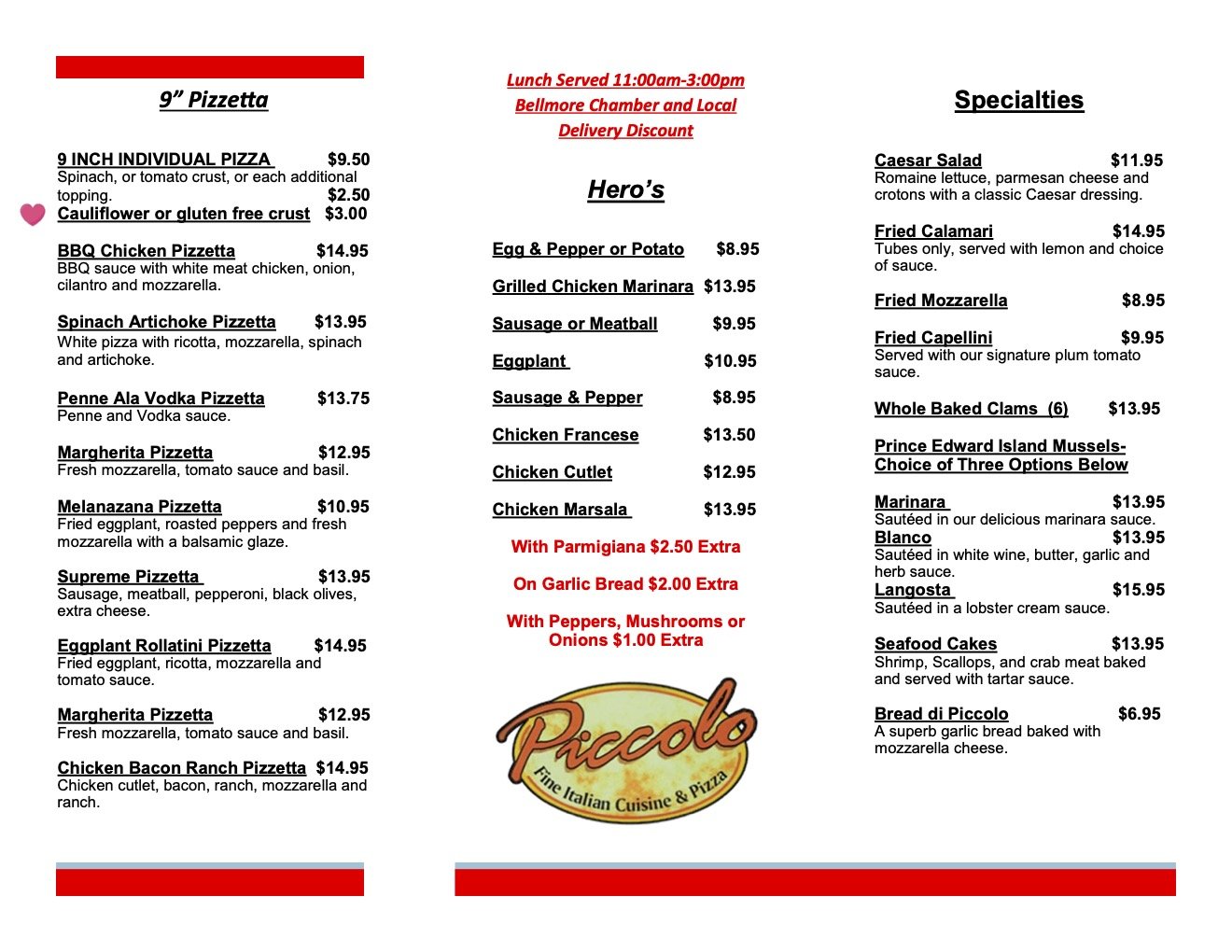 Lunch Piccolo Ristorante Bellmore, NY