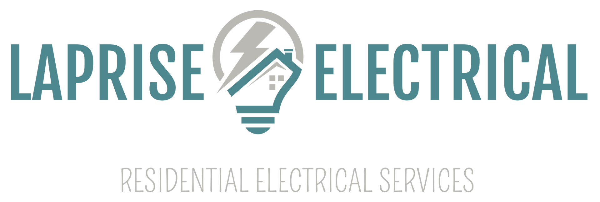 Laprise Electrical logo in teal and gray with a light bulb icon and &ldquo;Residential Electrical Services&rdquo; text