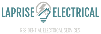 Laprise Electrical logo in teal and gray with a light bulb icon and &ldquo;Residential Electrical Services&rdquo; text