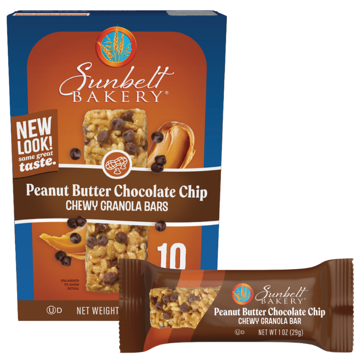 carton of peanut butter chocolate chip chewy granola bars with wrap