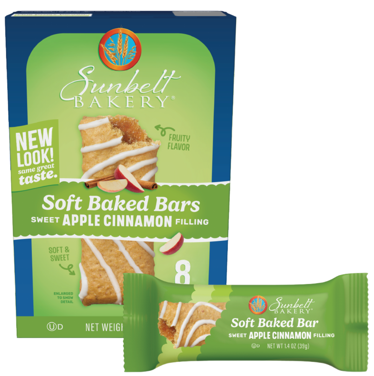 carton of apple cinnamon soft baked bars with wrap