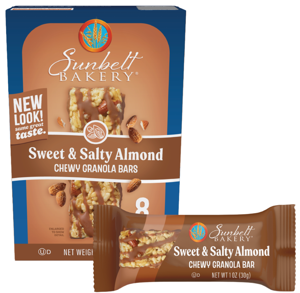 carton of almond sweet and salty chewy granola bar with wrap