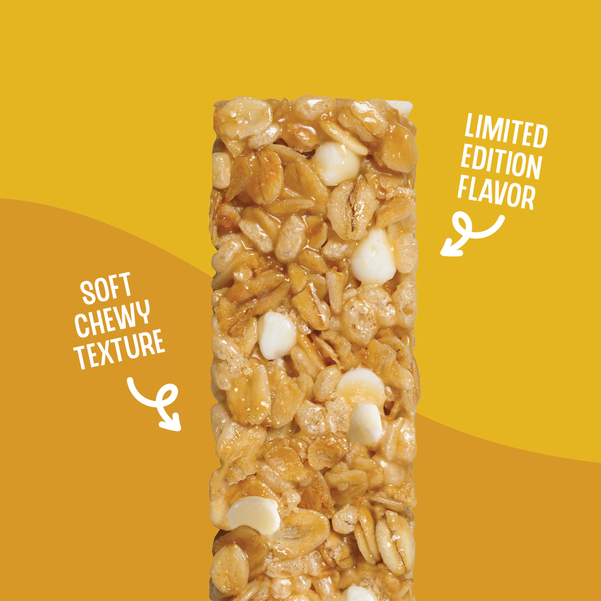 close up of lemon meringue chewy granola bar