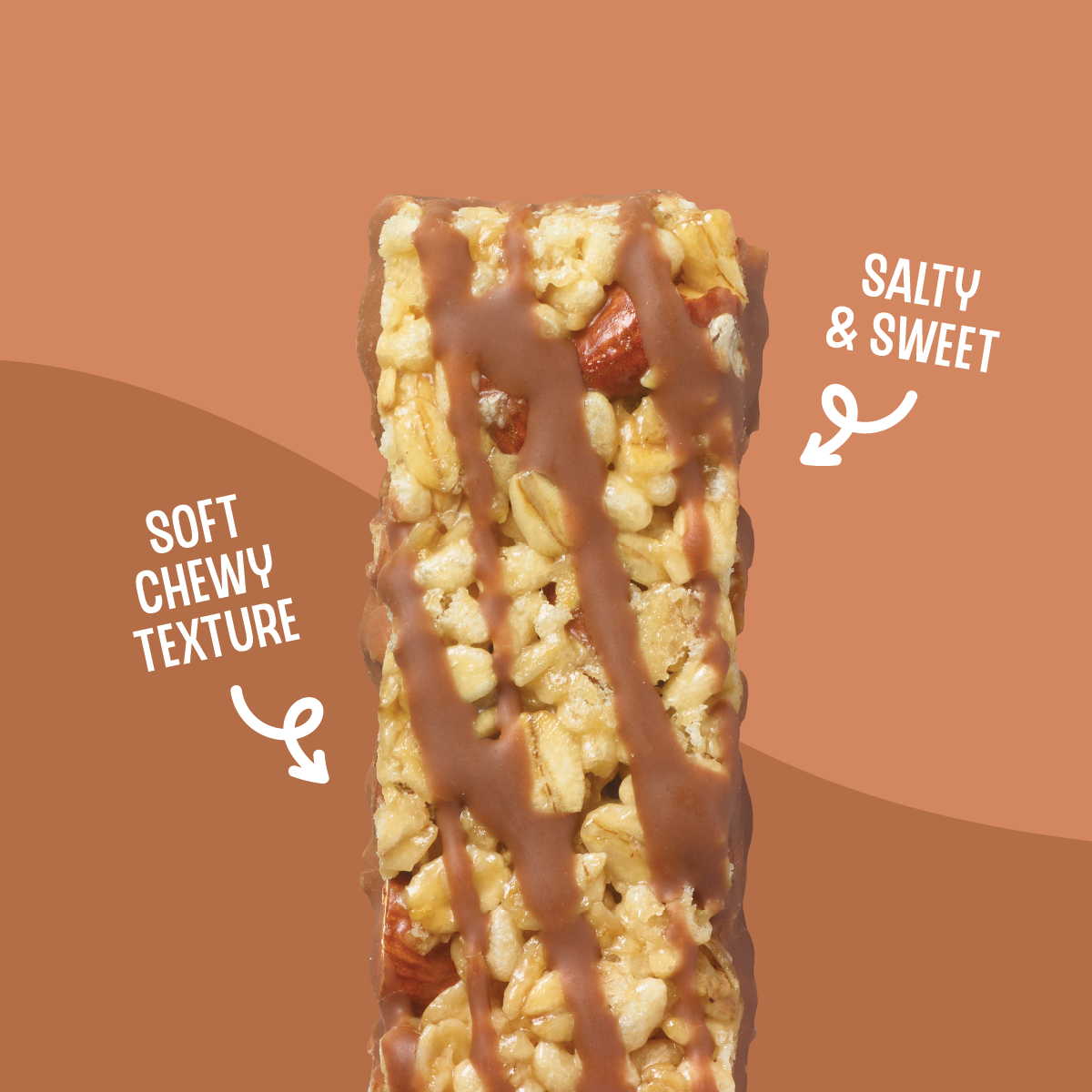 close up of almond sweet and salty chewy granola bar
