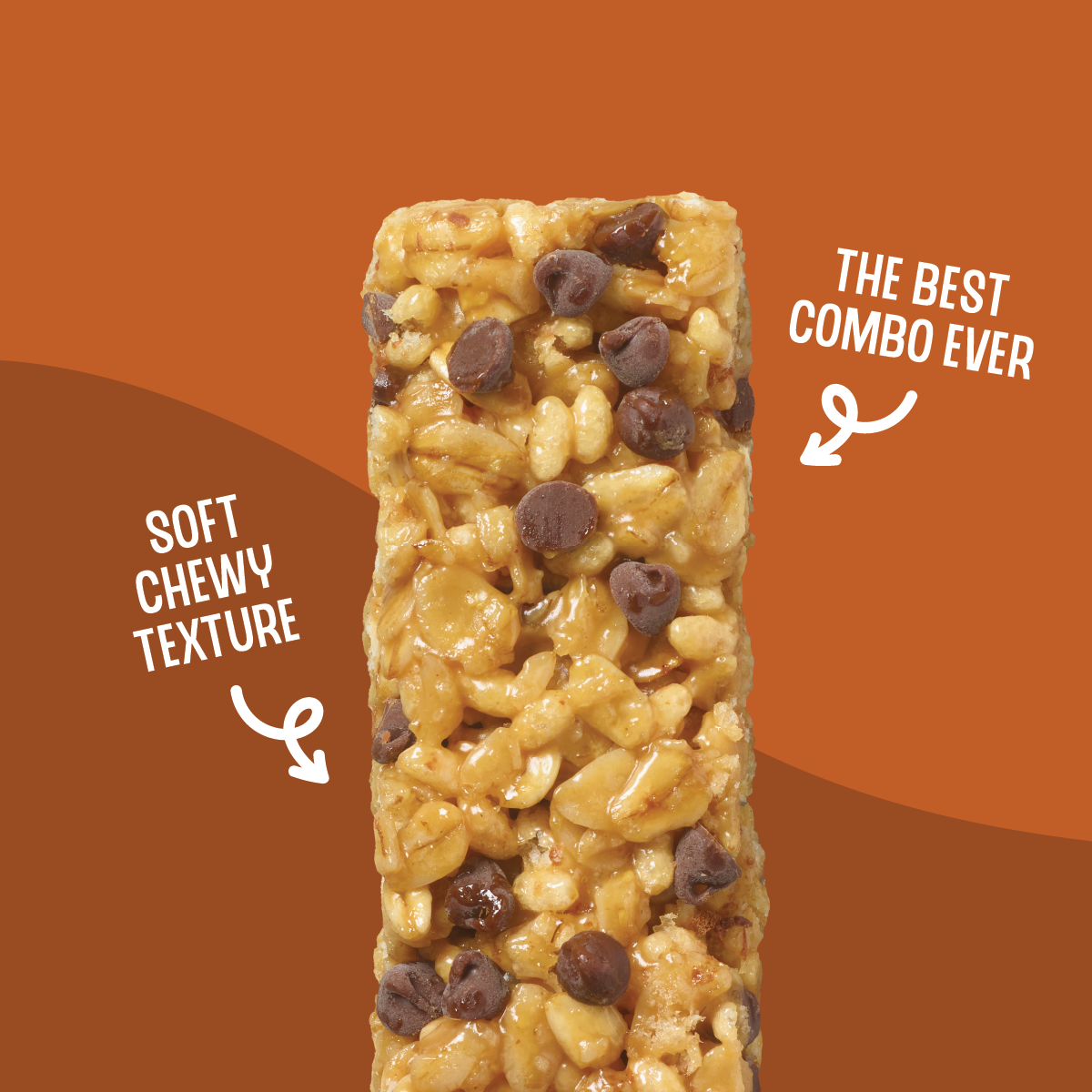 close up of peanut butter chocolate chip chewy granola bar
