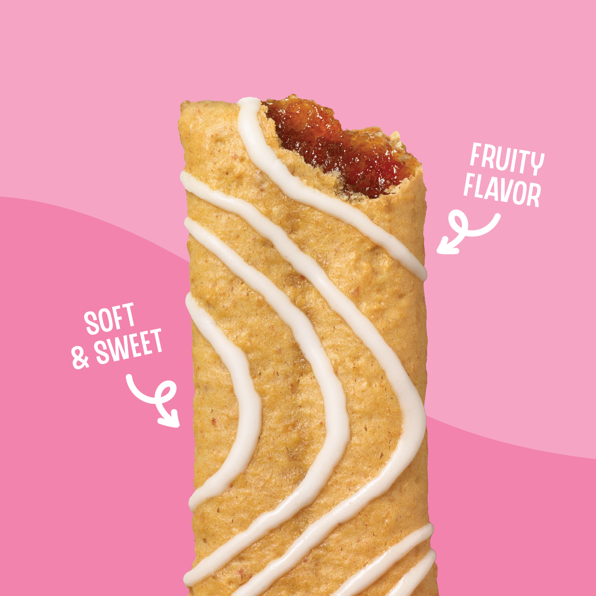 close up image of a strawberry soft baked bar