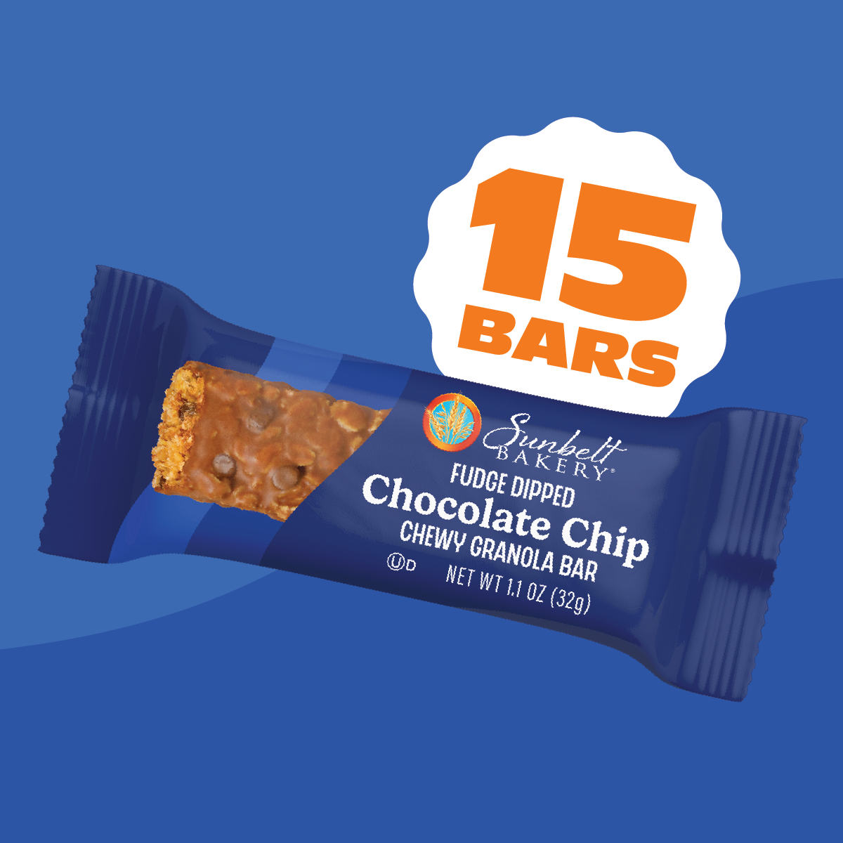 wrap of fudge dipped chocolate chip chewy granola bars