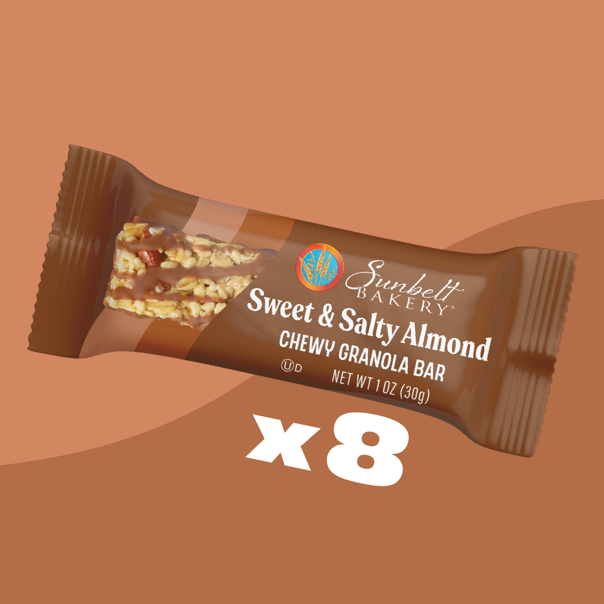 wrap of almond sweet and salty chewy granola bar