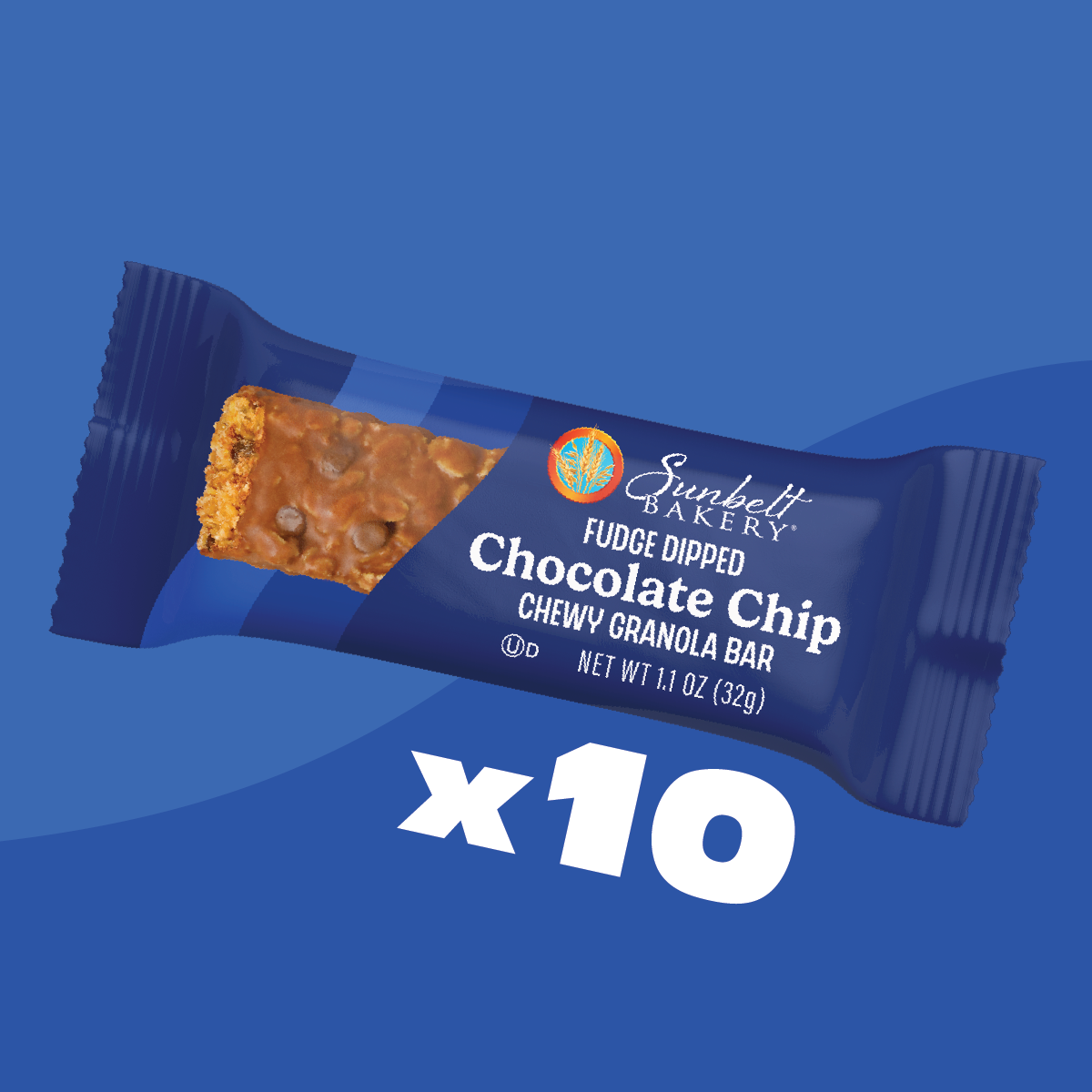 wrap of fudge dipped chocolate chip chewy granola bars