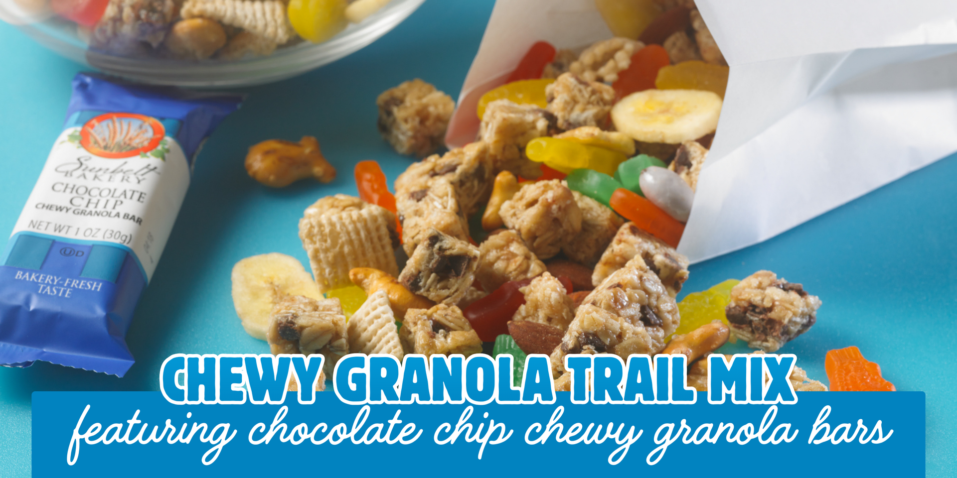 header image of chewy granola trail mix recipe