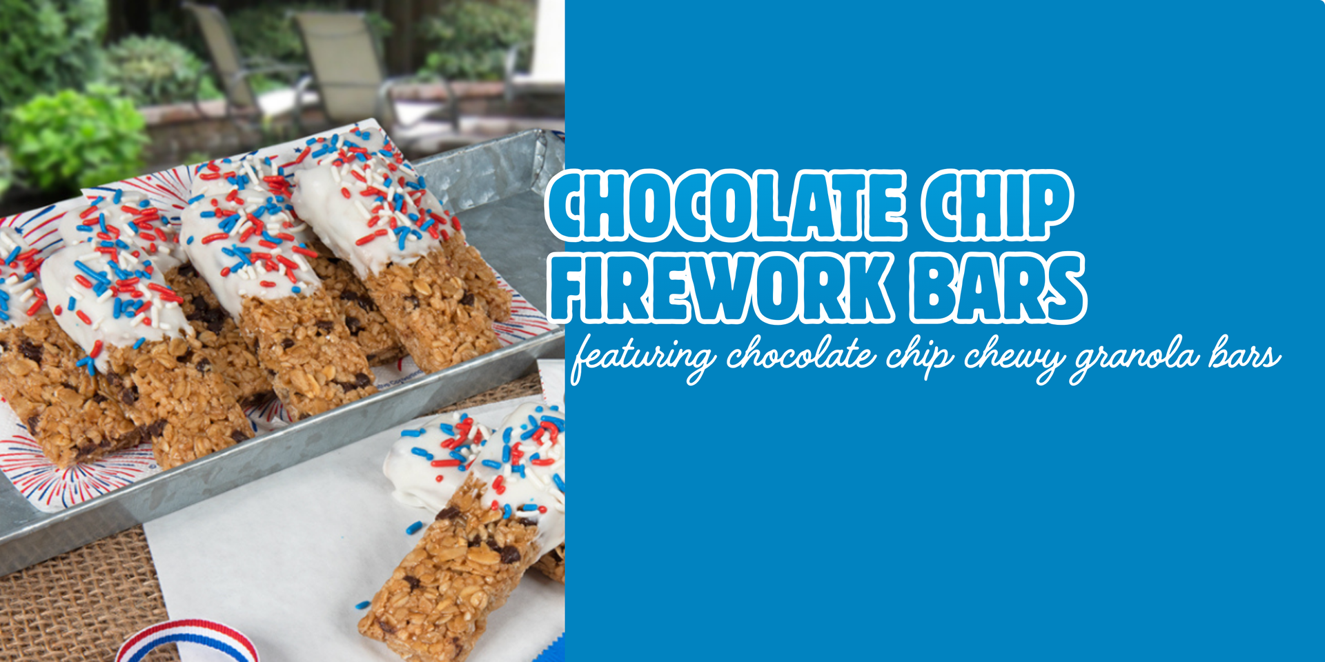 header image of chocolate chip firework granola bars recipe
