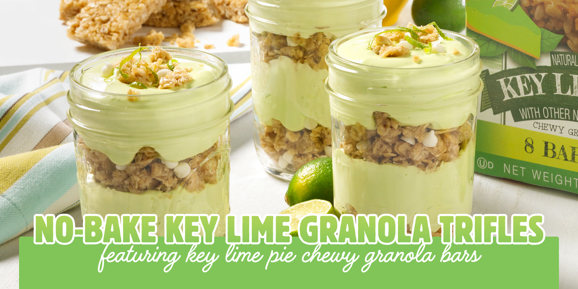 header image of no bake key lime granola trifles