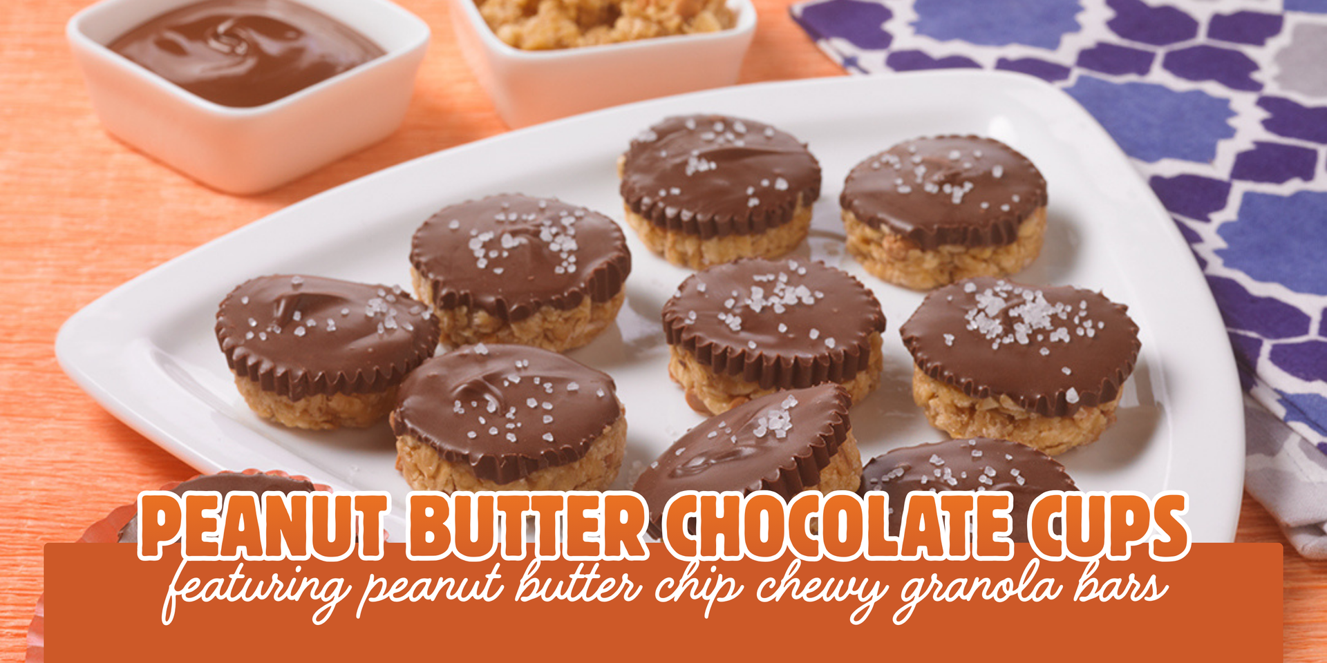 header image of peanut butter granola cups recipe