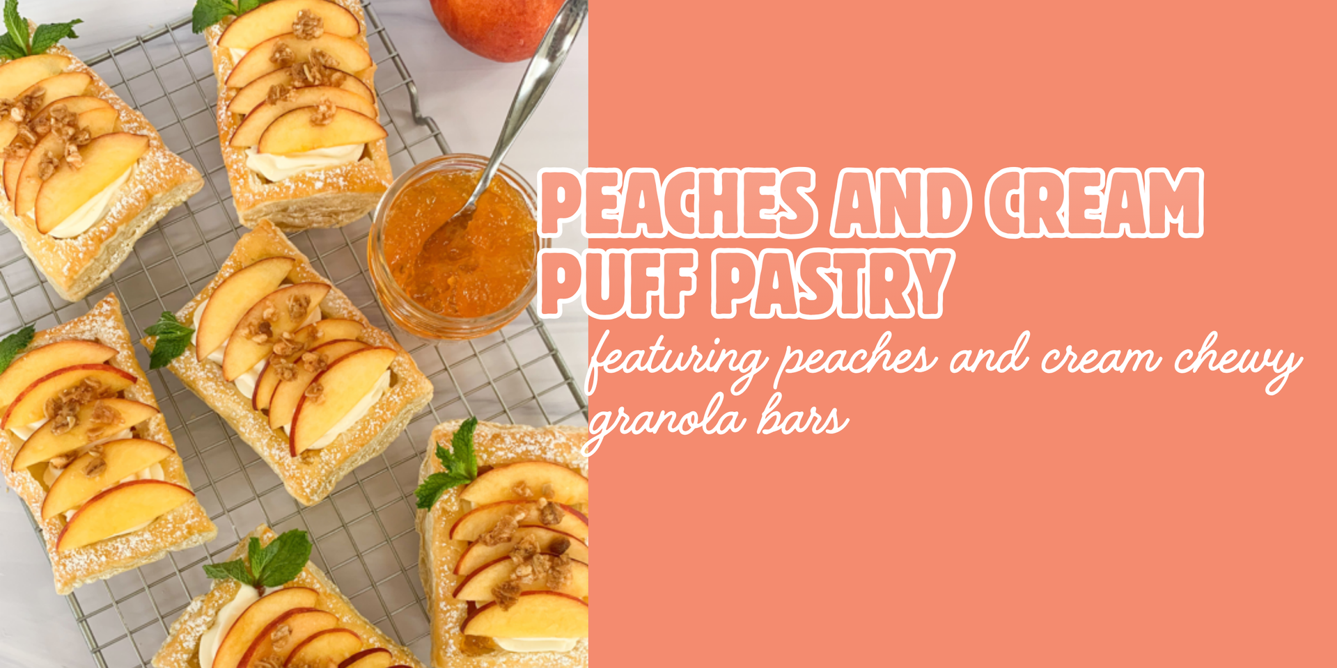 header image of peaches and cream puff pastry recipe