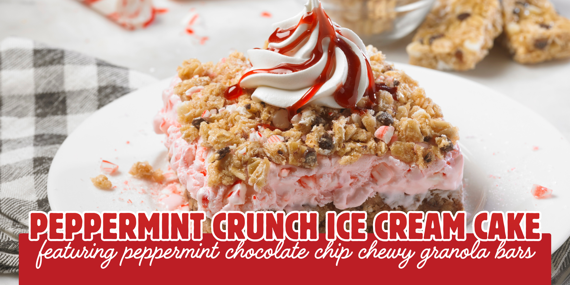 header image of peppermint crunch ice cream cake recipe