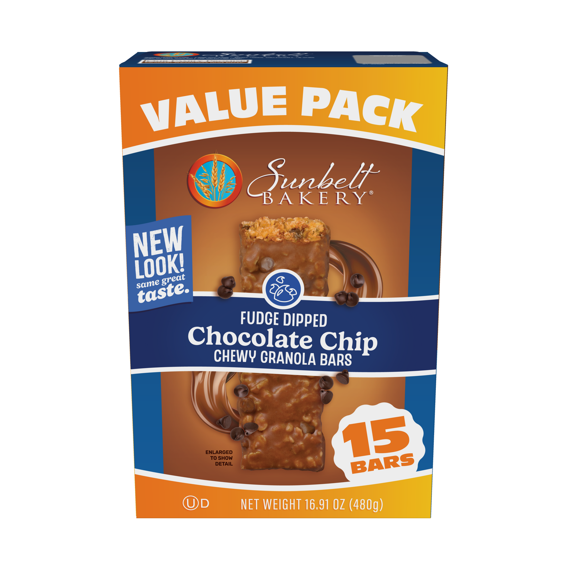 carton of value pack fudge dipped chewy granola bars