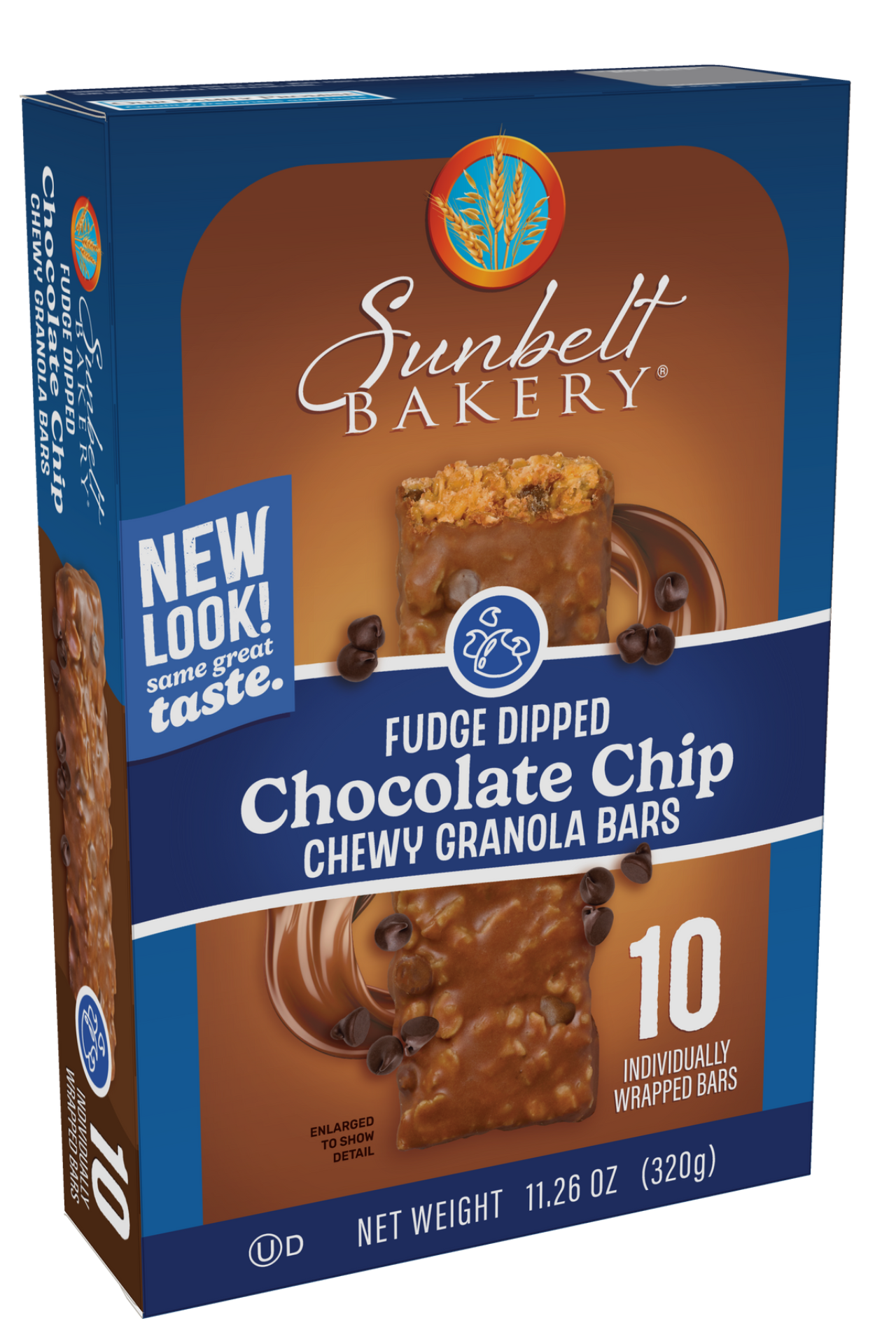 carton of fudge dipped chocolate chip chewy granola bar