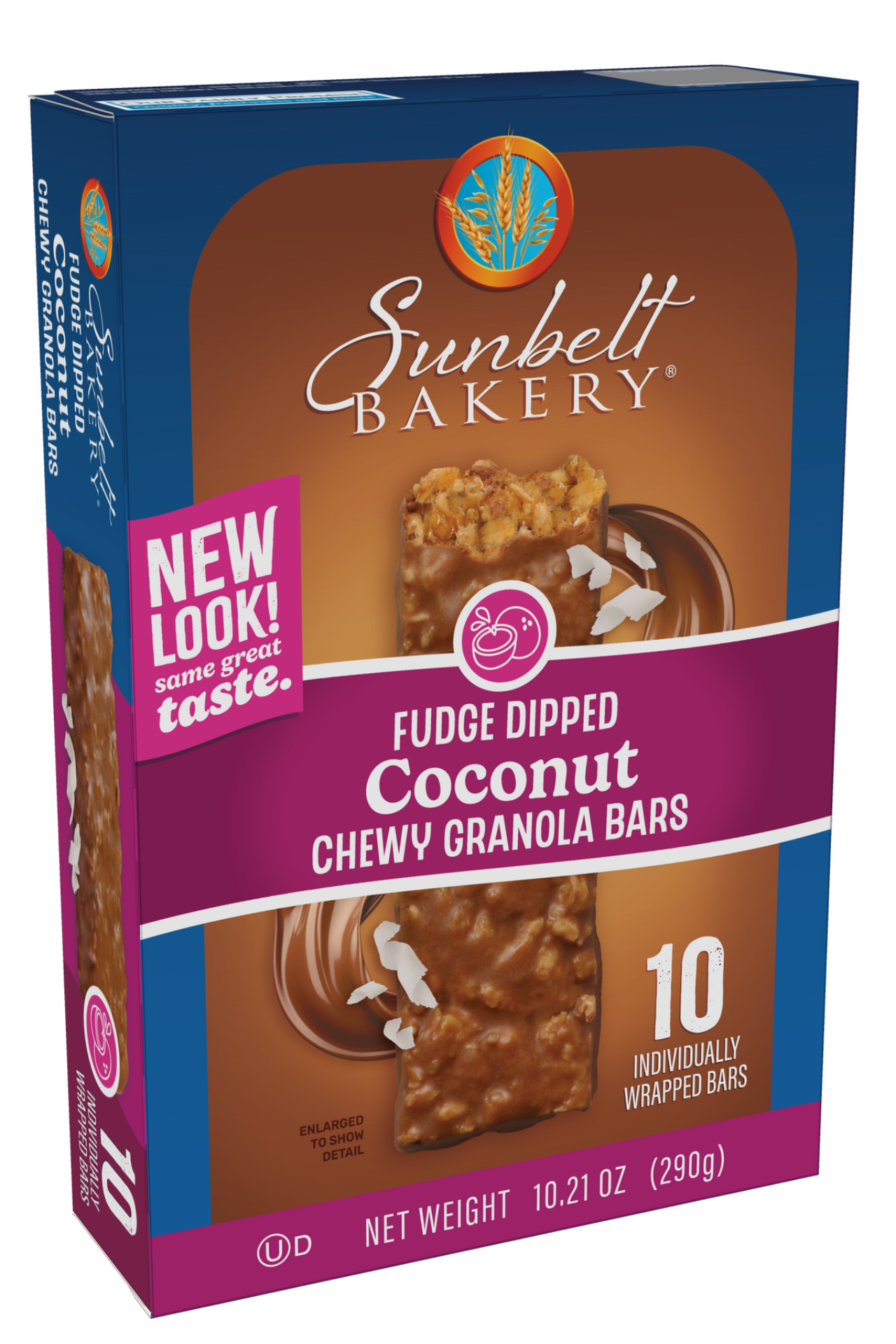 carton of value pack fudge dipped coconut chip chewy granola bar