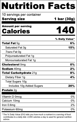 chocolate chip nutrition facts