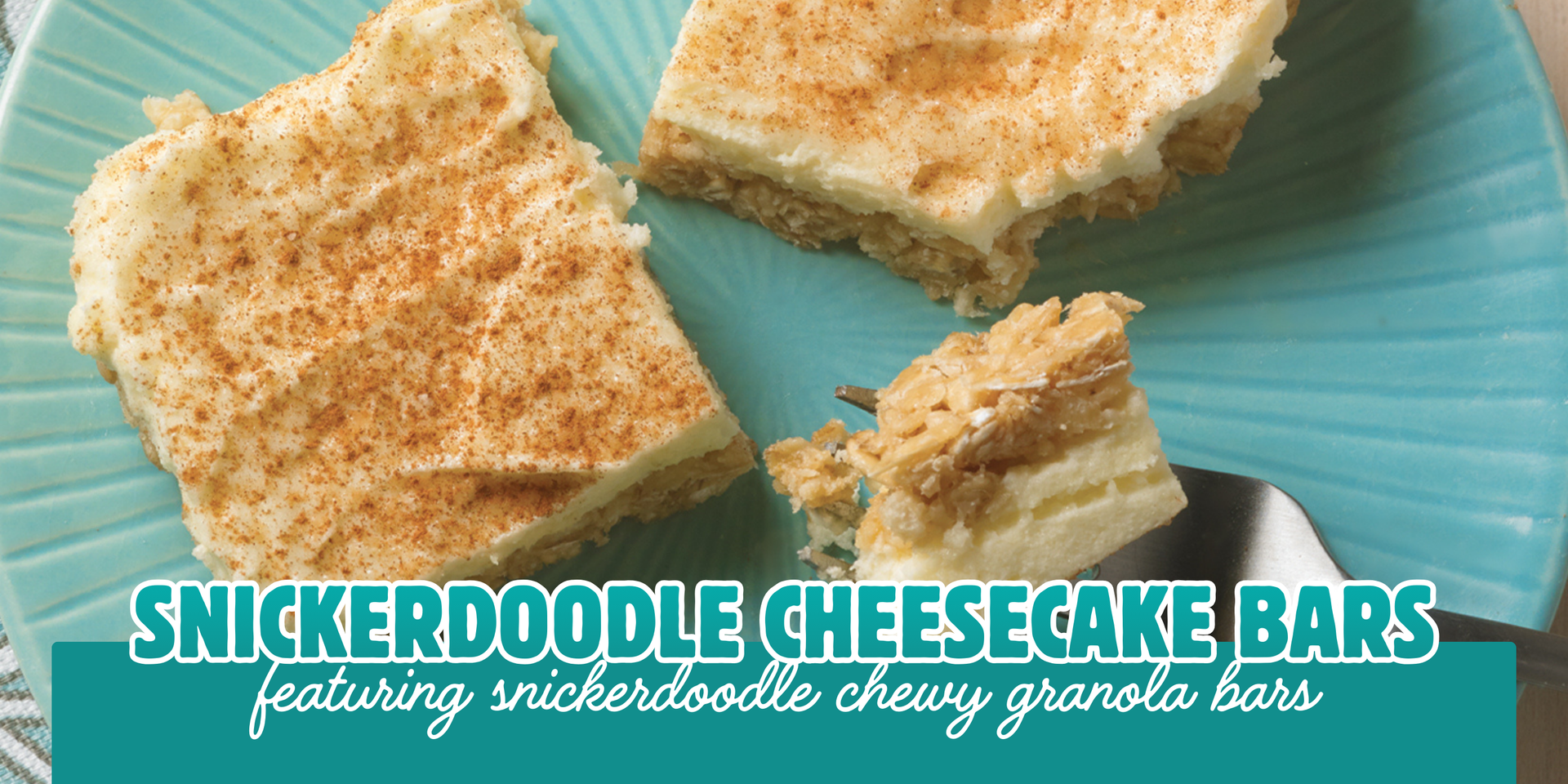 header image of snickerdoodle cheesecake bars recipe