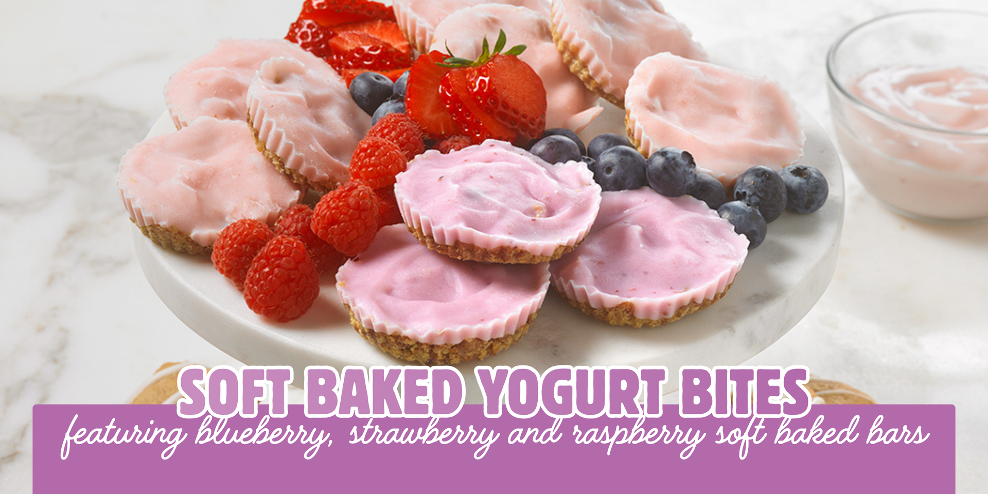 header image of soft baked bar yogurt bites recipe