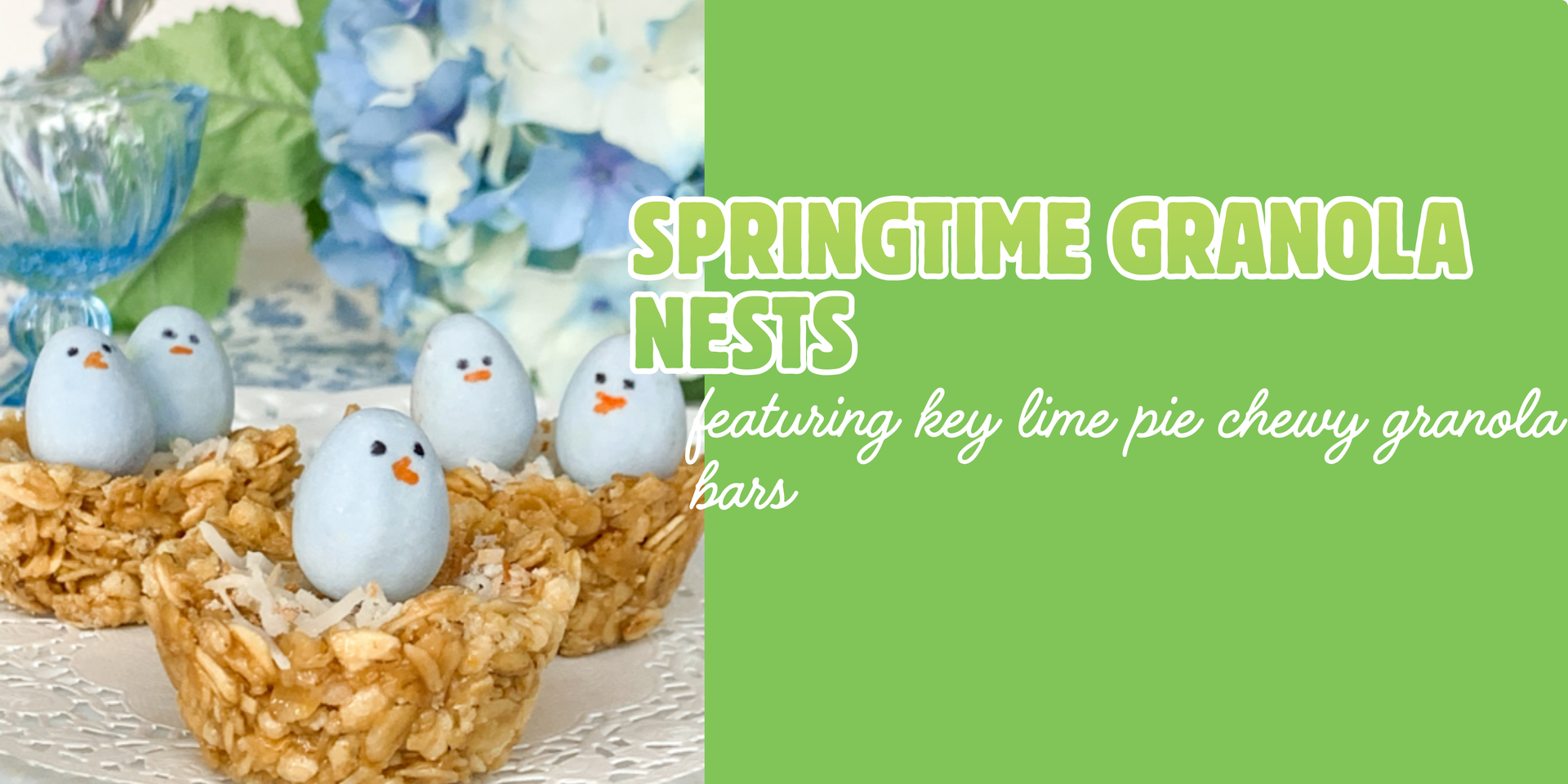 header image of springtime granola nests recipe