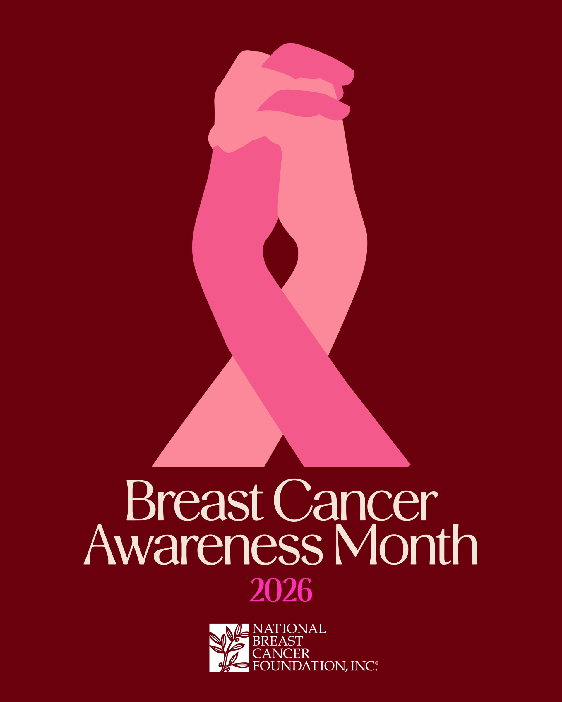 Pink breast cancer awareness ribbon on dark red background with
