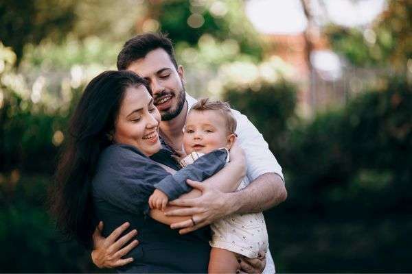 Happy family with a baby