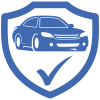 Icon of a shield with a car and a checkmark