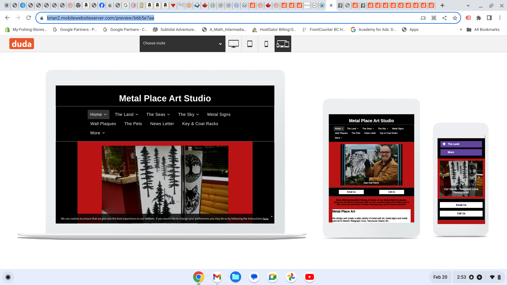 Website mockups on a laptop, tablet, and phone showcasing a red and black theme.