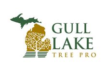 Gull Lake Tree Pro logo with green lake-and-tree graphic and gold text on white background