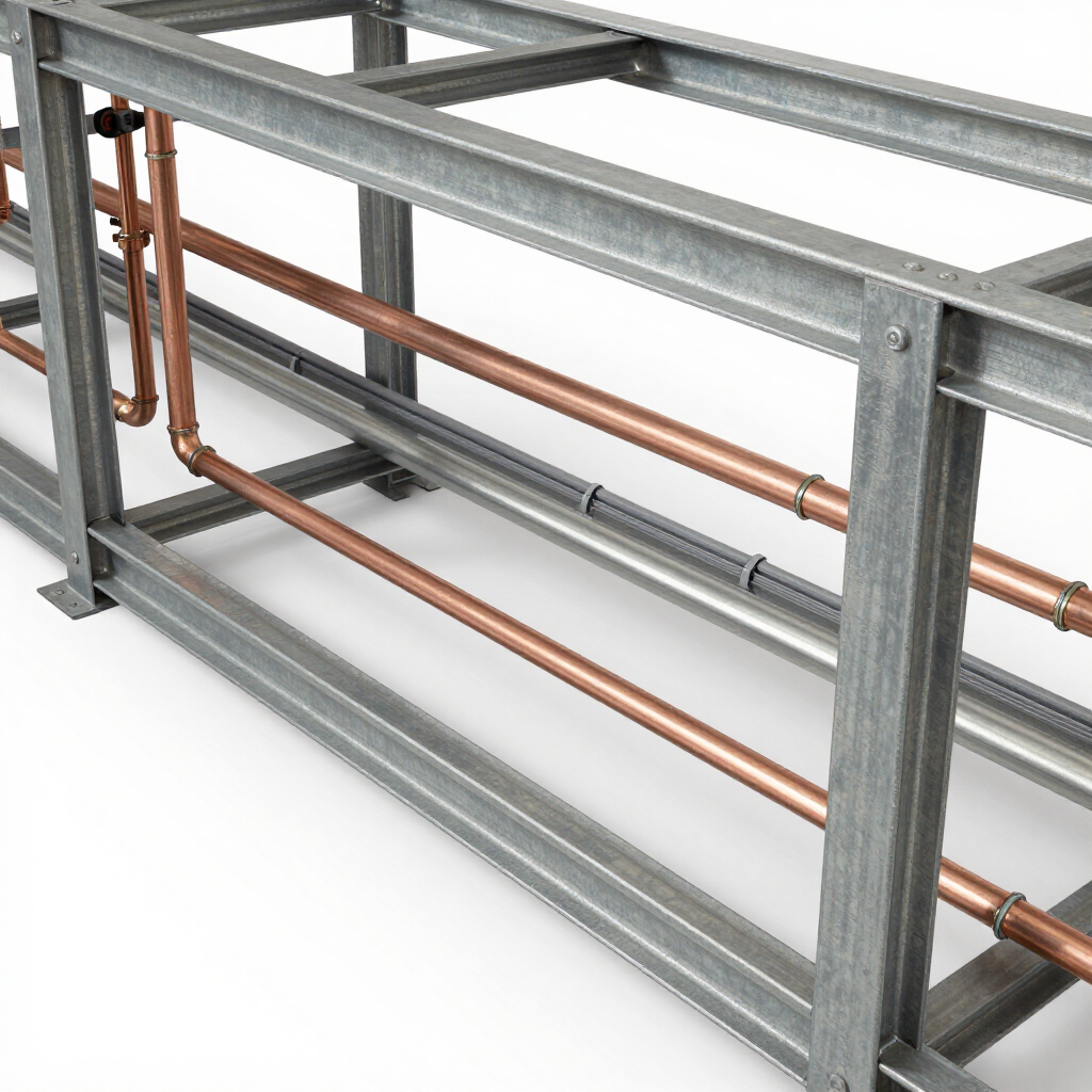 SaniSkid modulaire prefab installatieframe voor circulaire bouw projecten.