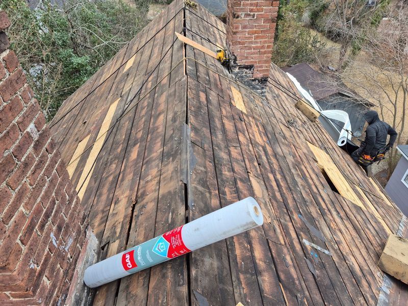 Roof being repaired